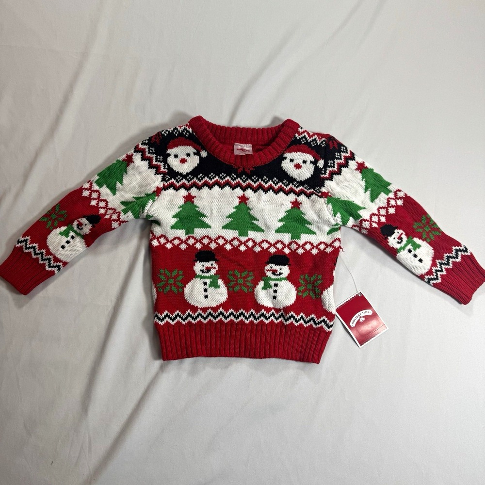 Holiday Time 2T Red Fair Isle Christmas Knit Pullover Sweater